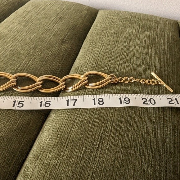 Chunky Double Link Collar Necklace Gold Tone Metal Toggle Clasp Maximalist - Picture 6 of 9